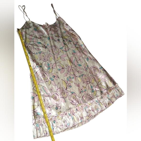 Enchanting Women's Polyester Cream Pink Chemise Slip Dress Large - Picture 7 of 7